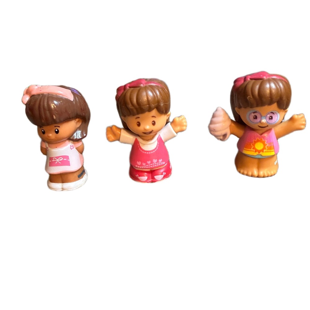 Fisher-Price Little People Girl Figures Set Pink Apron Red Dress‎ Cotton Candy
